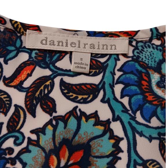 DANIEL RAINN Boho Peasant Top Blouse Flowy Small Colorful Travel Career V-Neck - Picture 5 of 9